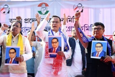 Due to lack of permission, the Congress’ Ambedkar Samman Yatra was halted near Dispur.