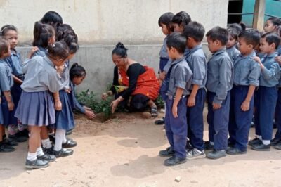 Teacher/National Awardee Mrs Sabina Teronpi observes a Plantation Drive.