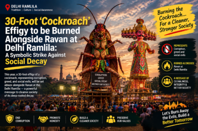 Delhi’s Ramlila Introduces a 30-Foot Cockroach Effigy to Highlight Contemporary Social Challenges